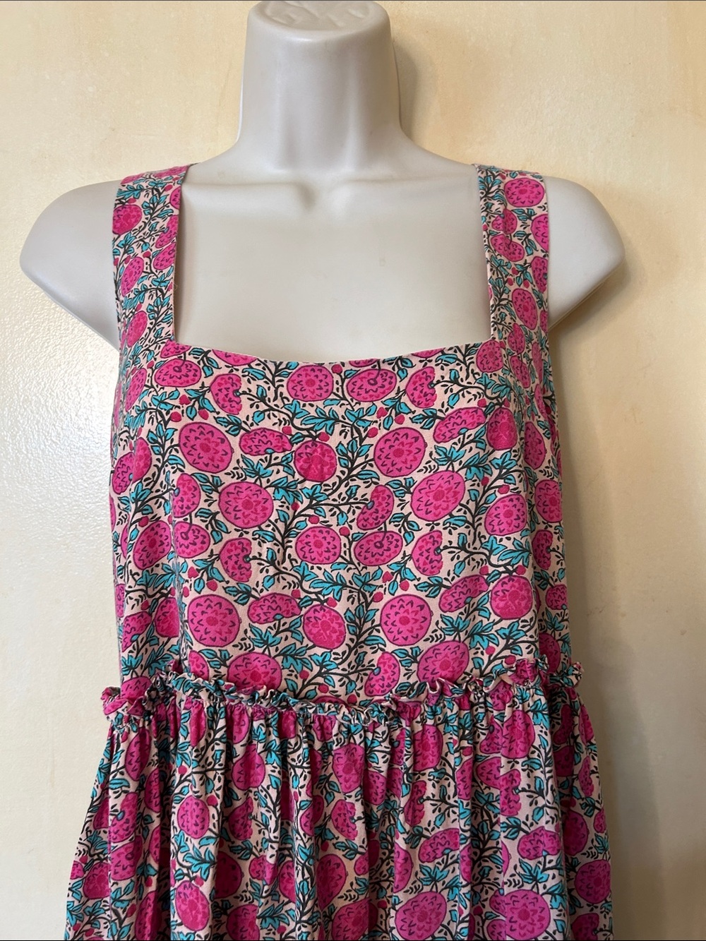 NATURAL LIFE “Patti” Pink Floral Tiered Mini Dress size M - Picture 3 of 12